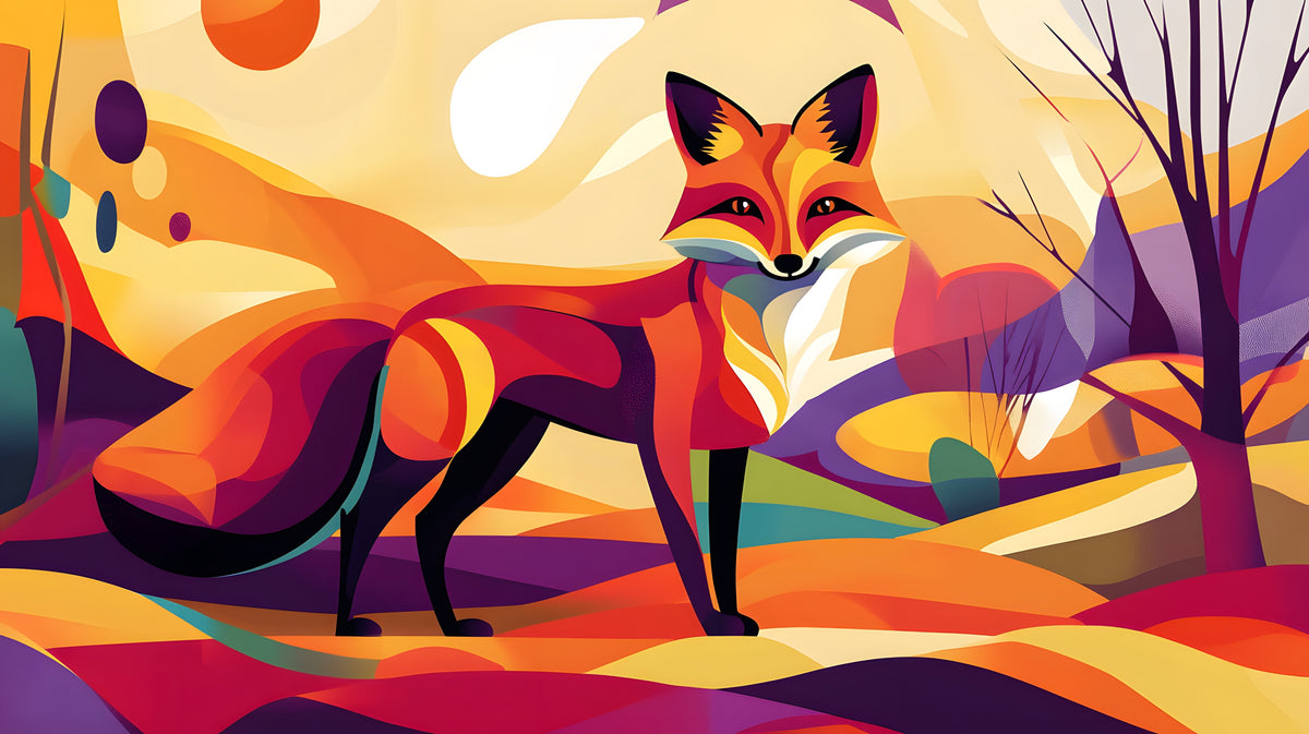 photo-wallpaper-fox-in-a-vivid-rolling-landscape-of-bold-graphic-colour-planes