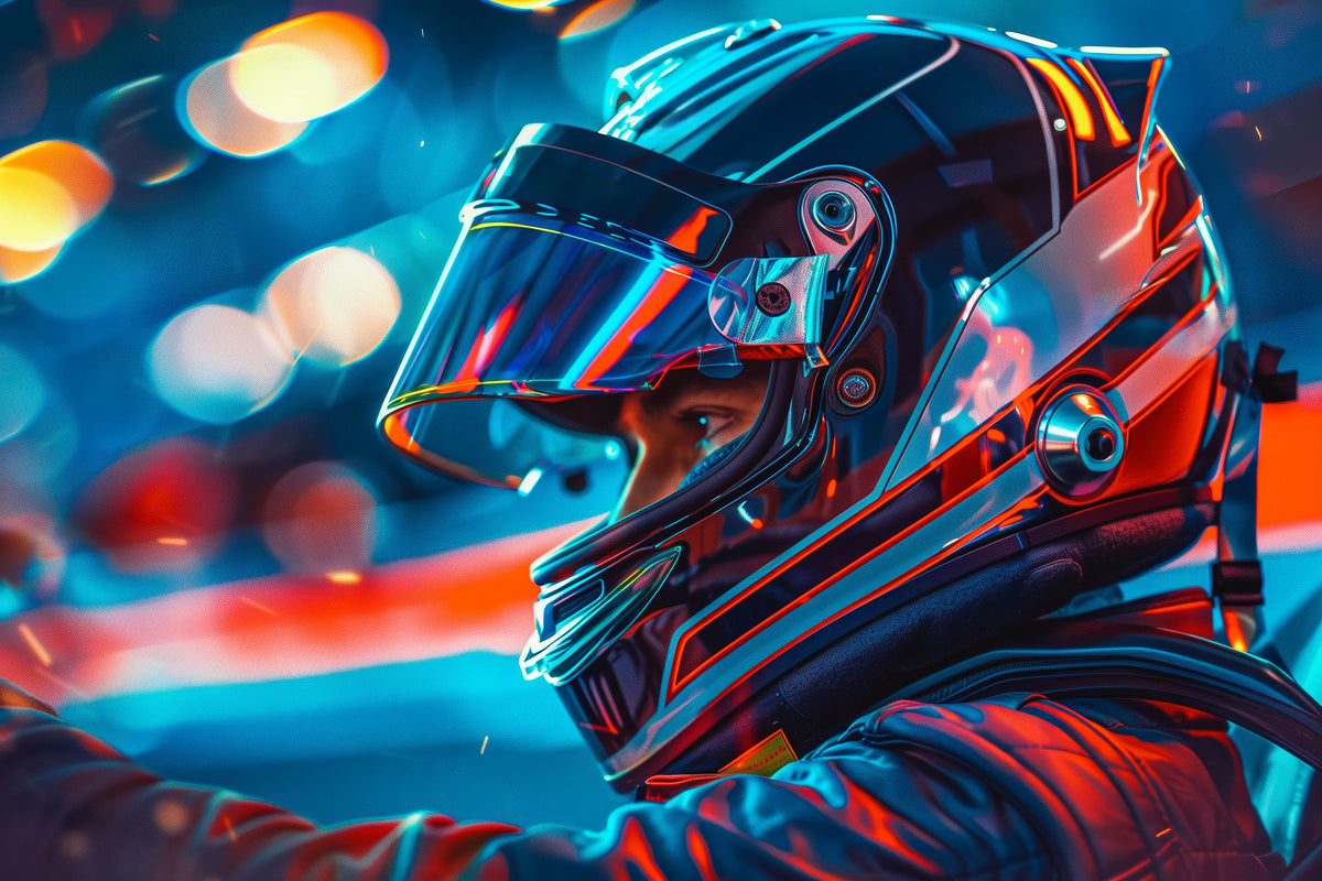 photo-wallpaper-racing-driver-in-helmet-under-glowing-neon-lights