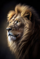 photo-wallpaper-lion-in-profile-with-golden-mane-against-deep-darkness