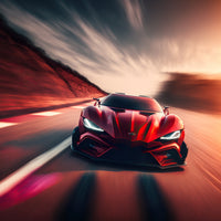 photo-wallpaper-red-sports-car-racing-down-the-track-in-blurred-evening-light