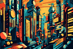 photo-wallpaper-pop-art-of-a-futuristic-city-digital-art-illustration-generative-ai