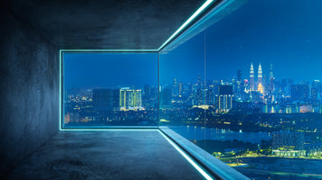 photo-wallpaper-night-skyline-beyond-panoramic-glass-concrete-room-in-deep-blue