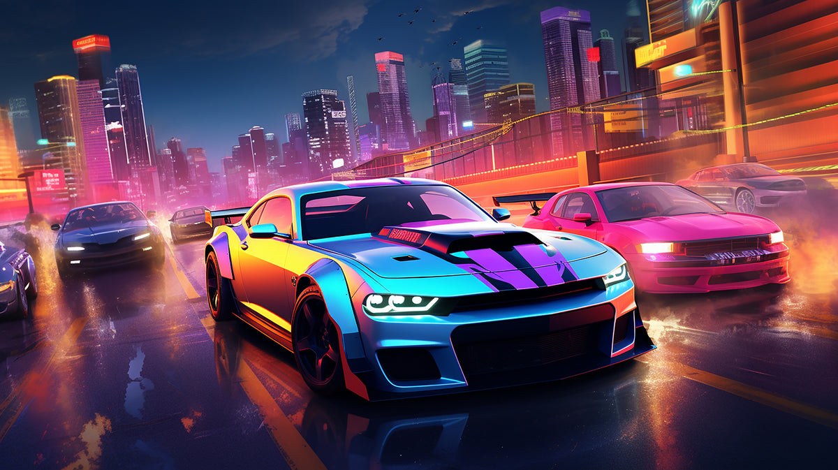 photo-wallpaper-street-racing-in-neon-city-high-speed-street-racing
