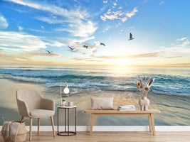 photo-wallpaper-the-seagulls-and-the-sea-at-sunrise