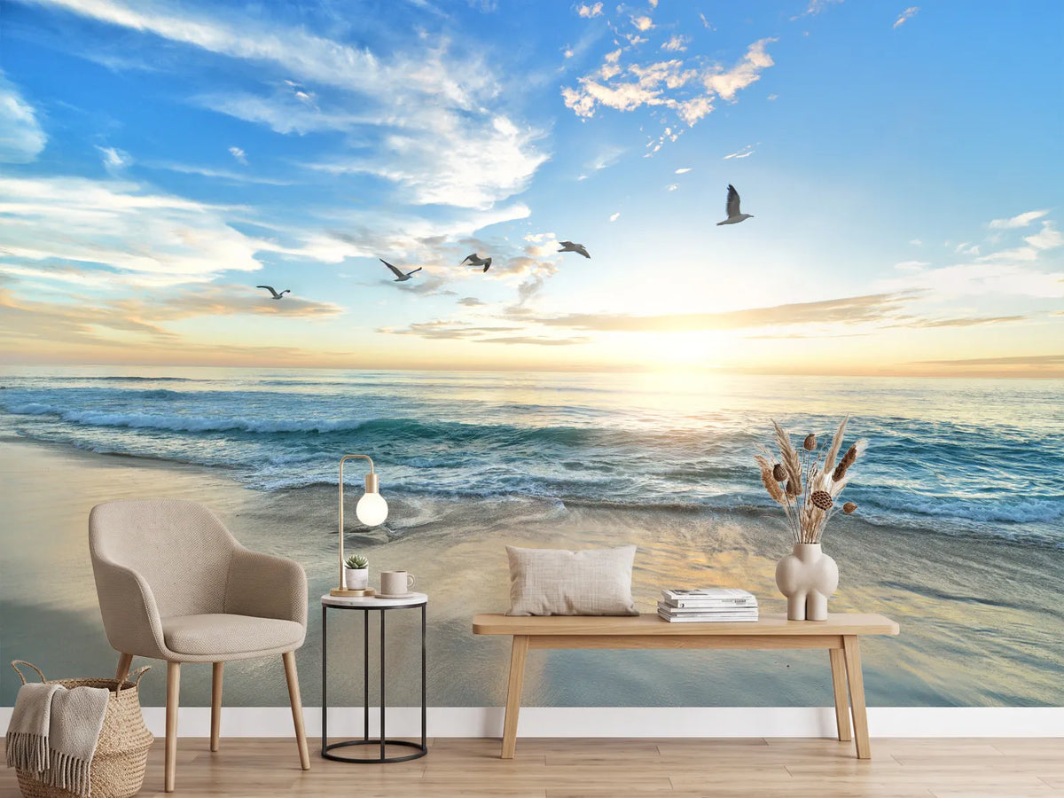photo-wallpaper-the-seagulls-and-the-sea-at-sunrise