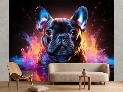 photo-wallpaper-french-bulldog-in-water-surrounded-by-neon-colours-on-black