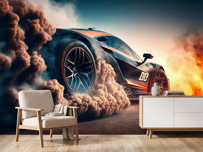 photo-wallpaper-sport-car-raceing-on-race-track-car-wheel-drifting-generative-ai