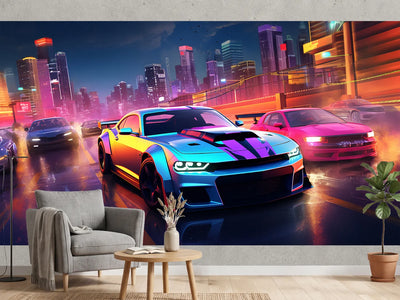 photo-wallpaper-street-racing-in-neon-city-high-speed-street-racing