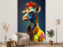 photo-wallpaper-cartoon-colorful-giraffe-with-sunglasses-created-with-generative-ai