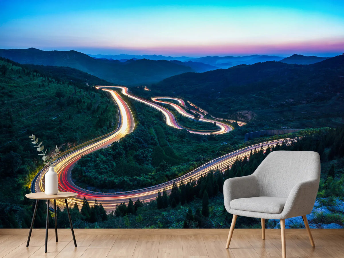 photo-wallpaper-winding-mountain-road-with-light-trails-at-blue-hour
