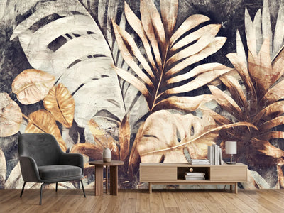photo-wallpaper-golden-tropical-leaves