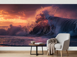 photo-wallpaper-sunset-wave-crashing-on-the-coast