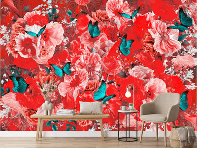 photo-wallpaper-vibrant-floral-butterflies