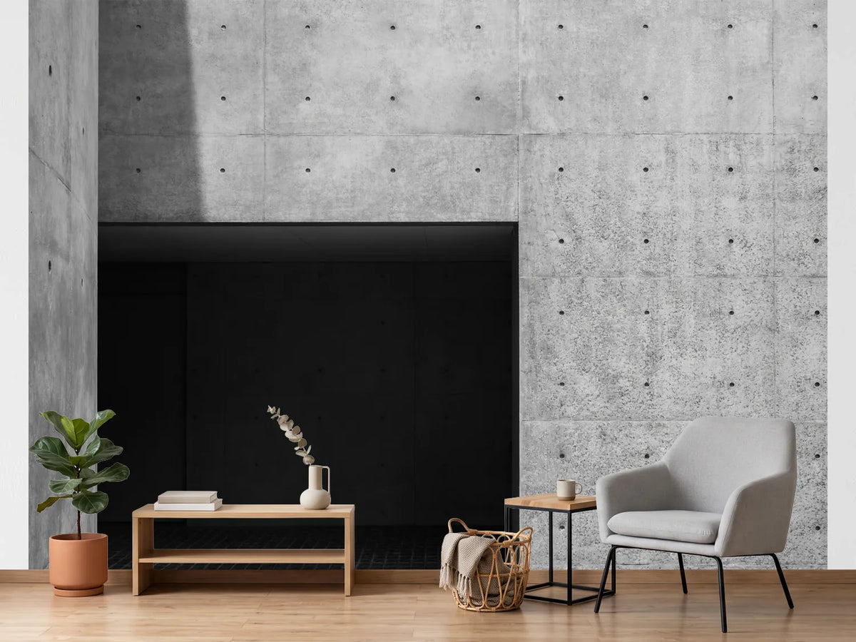 photo-wallpaper-exposed-concrete-wall-with-dark-passage-and-sharp-shadows