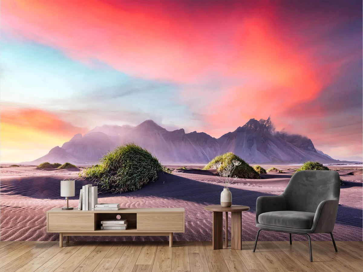 photo-wallpaper-black-sand-dunes-below-vestrahorn-under-a-glowing-sunset-sky