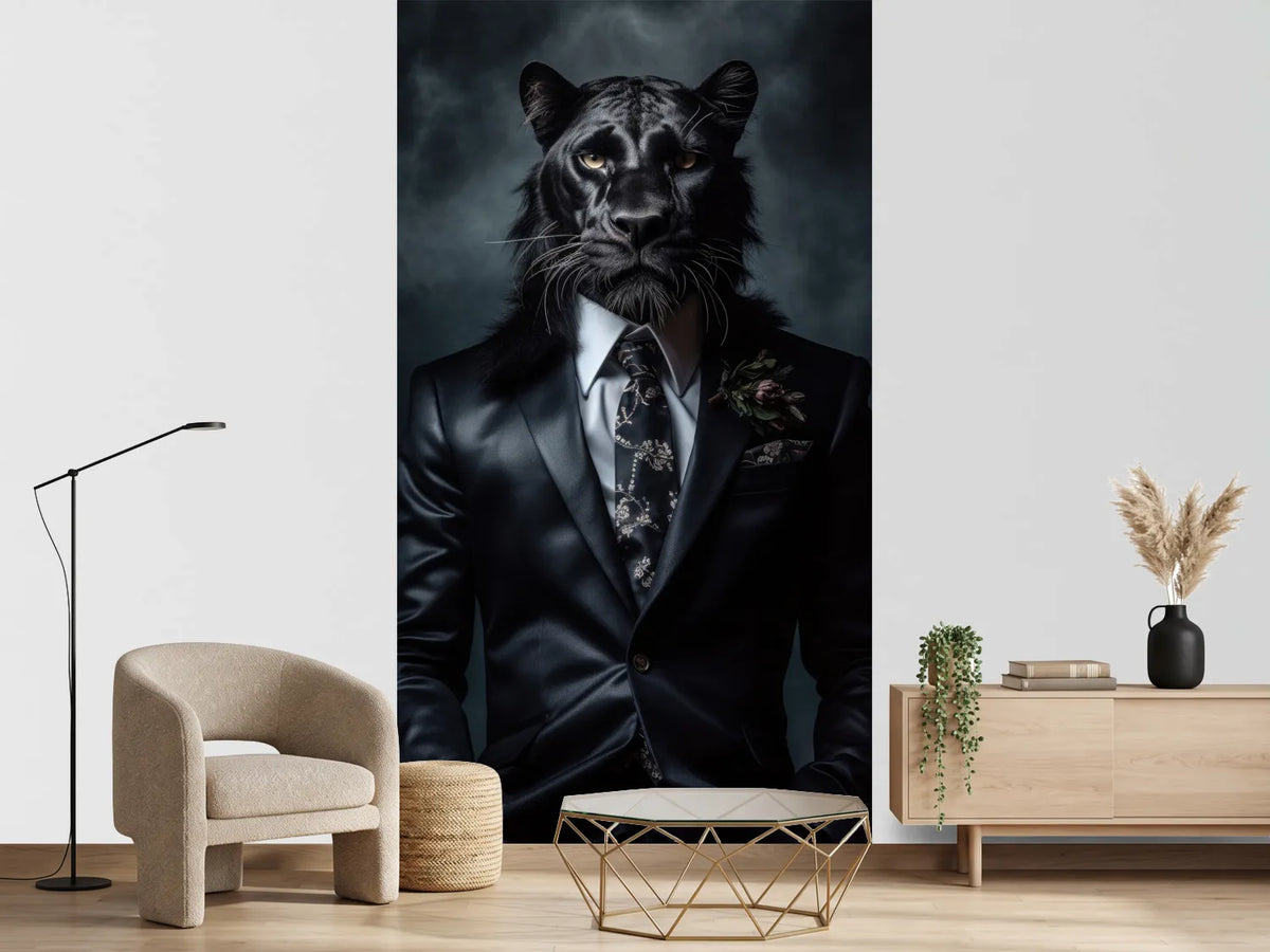 photo-wallpaper-black-panther-in-a-dark-suit-portrait-with-floral-boutonniere