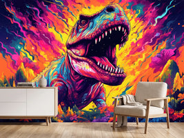 photo-wallpaper-roaring-t-rex-in-a-psychedelic-neon-jungle