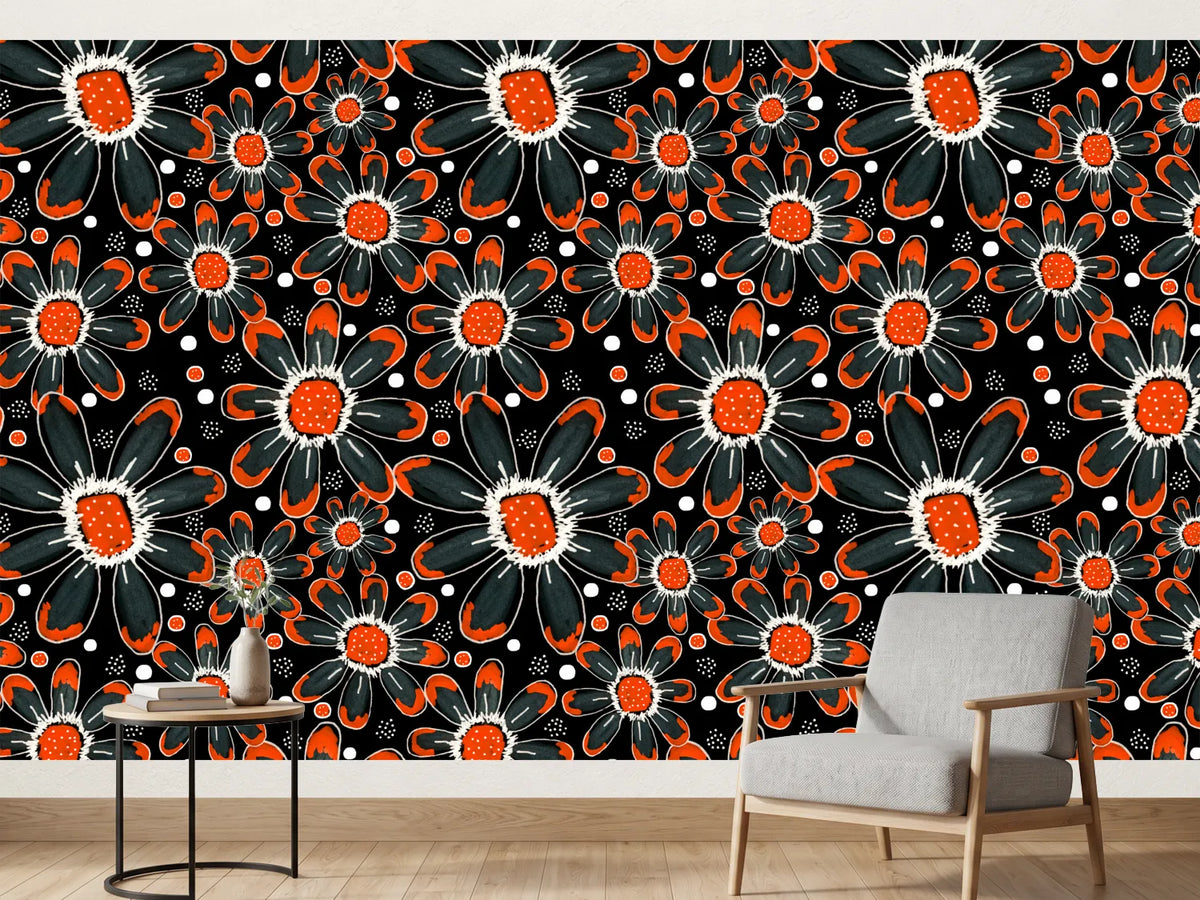 photo-wallpaper-vibrant-black-orange-blooms
