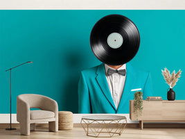 photo-wallpaper-vinyl-record-for-a-head-man-in-a-turquoise-suit-and-bow-tie
