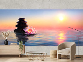 photo-wallpaper-zen-concept-spa-stones-and-waterlily-in-lake-at-sunset