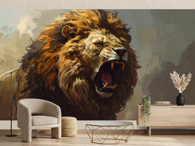photo-wallpaper-a-roaring-lion-with-a-fierce-expression