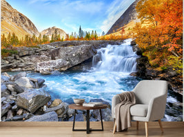photo-wallpaper-beautiful-autumn-landscape-with-yellow-trees-and-waterfall
