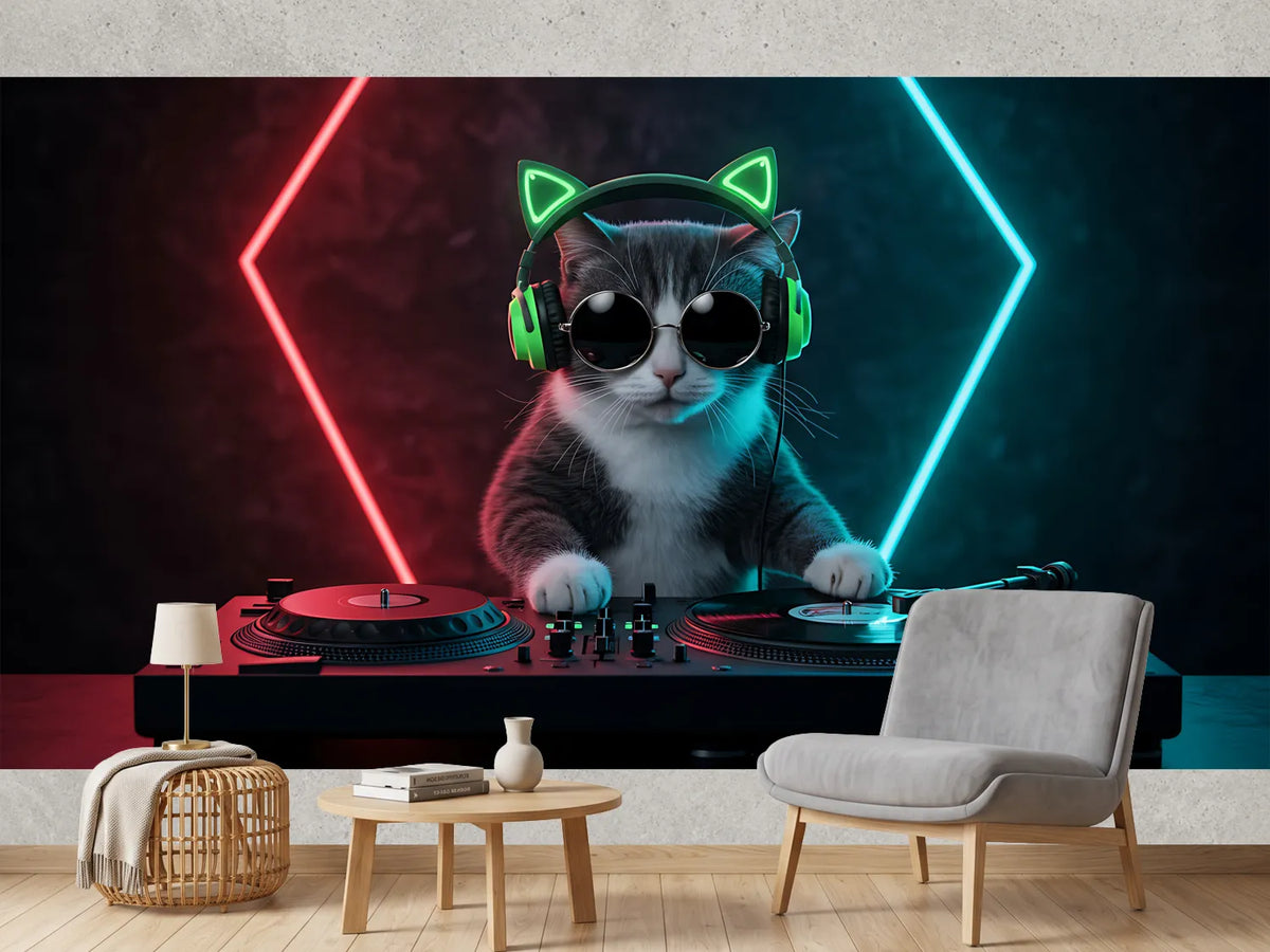 photo-wallpaper-cool-cat-dj-a-feline-music-maestro