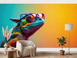 photo-wallpaper-chameleon-in-blue-sunglasses-against-turquoise-and-orange