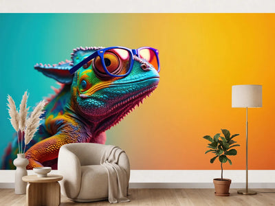 photo-wallpaper-chameleon-in-blue-sunglasses-against-turquoise-and-orange