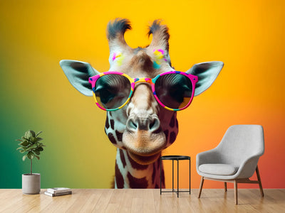 photo-wallpaper-giraffe-in-bright-sunglasses-against-a-vivid-yellow-backdrop