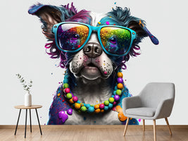 photo-wallpaper-colourful-party-dog-in-sunglasses-with-beaded-necklace