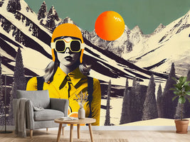 photo-wallpaper-skier-with-oranges-against-snowy-peaks-in-a-retro-collage