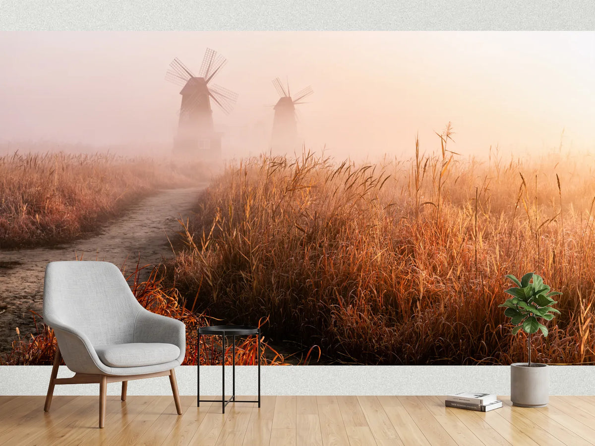 photo-wallpaper-golden-fog-windmills