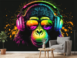 photo-wallpaper-cool-neon-party-dj-monkey-in-headphones-and-sunglasses-generative-ai