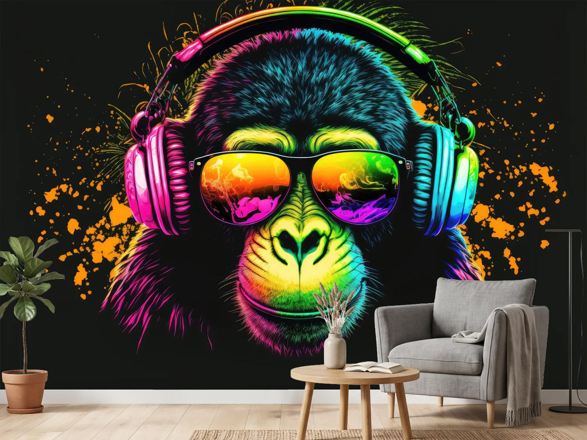 photo-wallpaper-cool-neon-party-dj-monkey-in-headphones-and-sunglasses-generative-ai