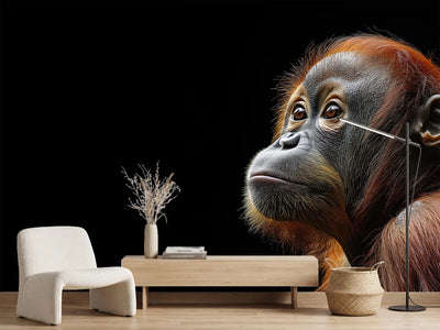 photo-wallpaper-young-orangutan-in-profile-against-deep-black