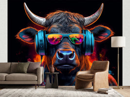 photo-wallpaper-music-dj-bull-with-sunglasses-and-headphones-generative-ai