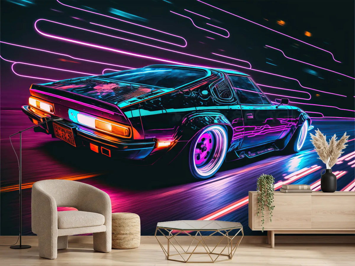 photo-wallpaper-sports-car-in-neon-glow-with-light-trails-on-a-night-road