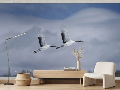 photo-wallpaper-graceful-cranes-in-flight