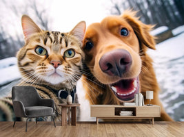 photo-wallpaper-cat-and-dog-best-friends-taking-a-selfie-shot-generative-ai
