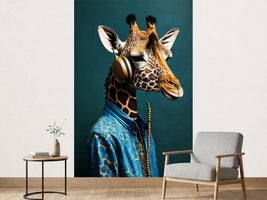 photo-wallpaper-giraffe-in-a-blue-silk-shirt-wearing-golden-headphones