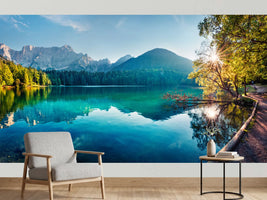 photo-wallpaper-turquoise-mountain-lake-at-sunrise-in-the-julian-alps