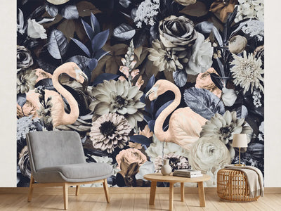 photo-wallpaper-moody-floral-flamingos