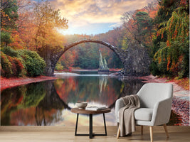 photo-wallpaper-stone-arch-bridge-mirrored-in-an-autumn-forest-lake
