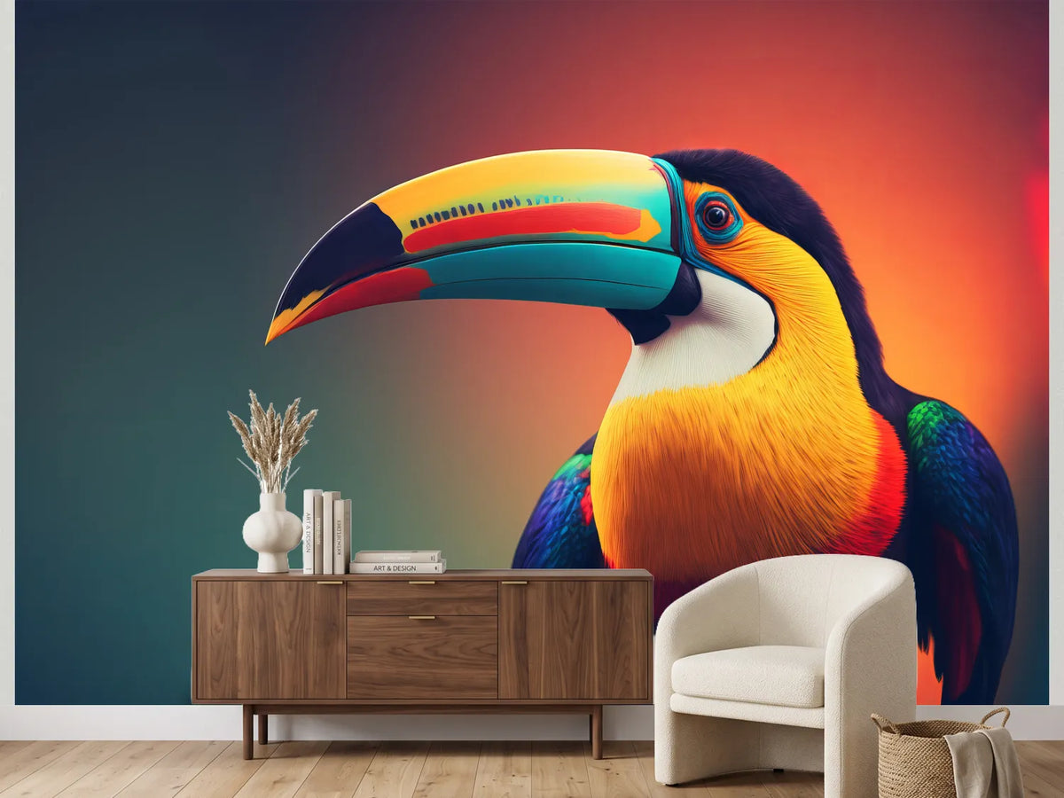 photo-wallpaper-portrait-of-a-tropical-toucan-bird-generitive-ai