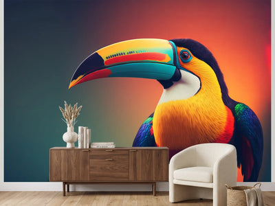 photo-wallpaper-portrait-of-a-tropical-toucan-bird-generitive-ai