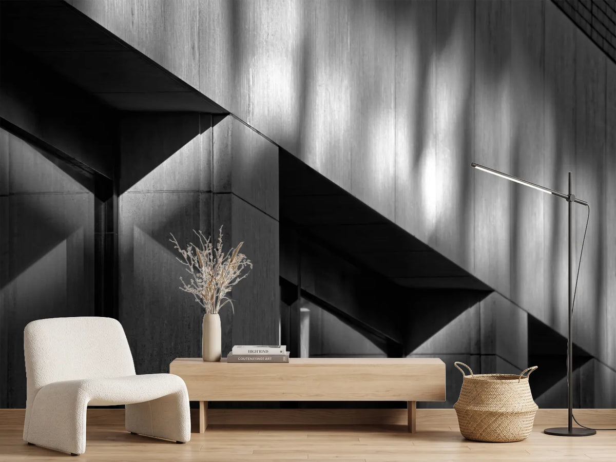 photo-wallpaper-concrete-facade-in-black-and-white-diagonal-edges-in-raking-light