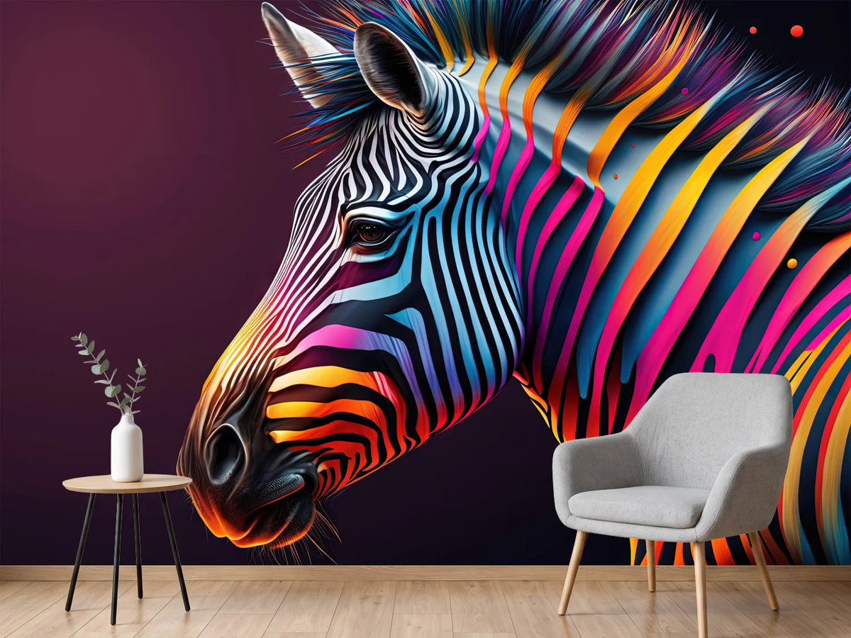 photo-wallpaper-zebra-in-profile-with-glowing-neon-stripes-on-deep-purple