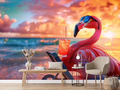 photo-wallpaper-flamingo-in-sunglasses-on-a-deck-chair-with-a-cocktail-at-sunset