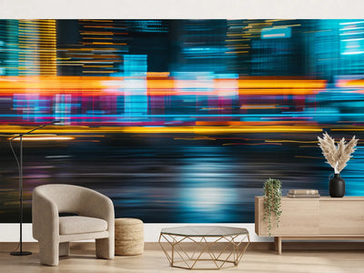 photo-wallpaper-blurred-city-night-in-turquoise-and-orange-light-trails